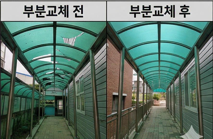 테라스 렉산지붕 시공 현장